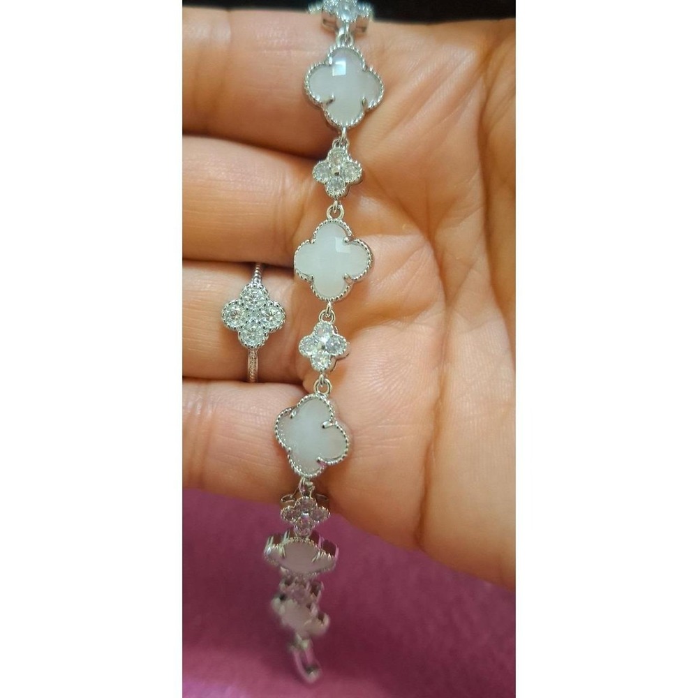 Clover plated silver bracelet - Picture 3 of 5